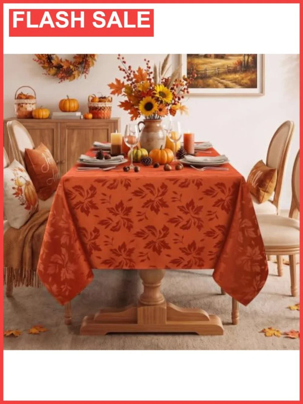 Jacquard Rectangle Tablecloth 52x70 Waterproof Dining Decor